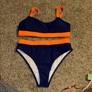 Size L Swimsuit - Navy and Orange worn once